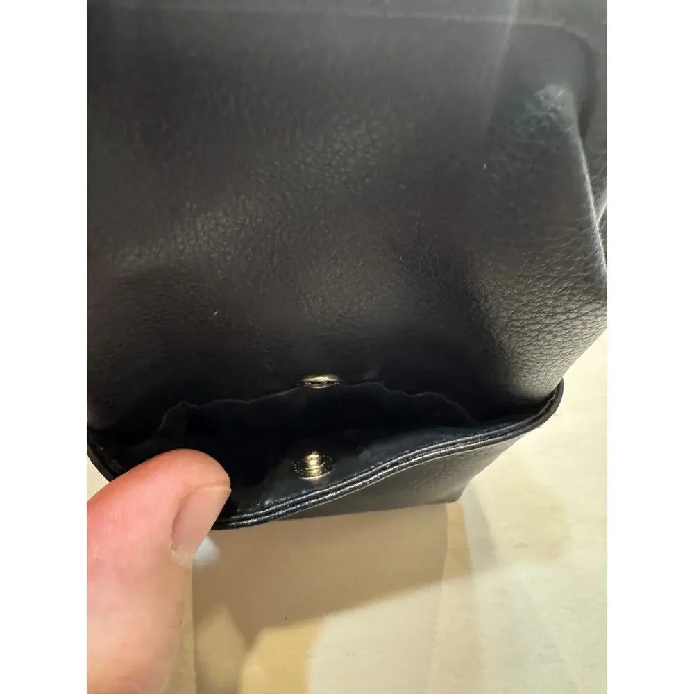 Vintage Black Faux Leather Coin Purse Cigarette Clutch w/ ID &‎ Card Slots